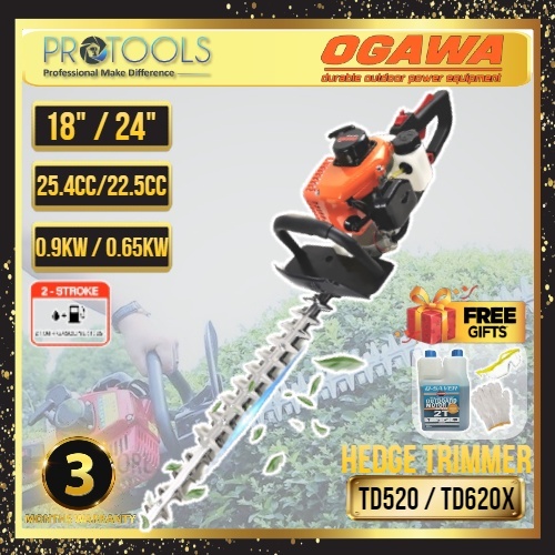 OGAWA TD520 TD620X เบนซิน เบนซิน เบนซิน เบนซิน เบนซิน Hedge Trimmer 18" / 24" - รับประกัน 3 เดือน