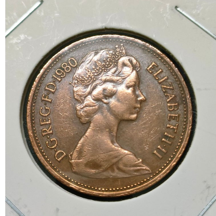 UK Queen Elizabeth II 2 ใหม่ Pence 1980
