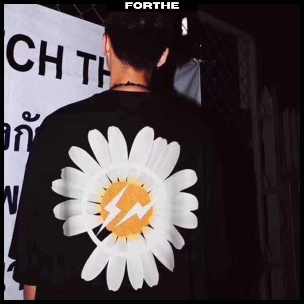 G-Dragon PEACEMINUSONE X FRAGMENT DESIGN เสื้อยืดขนาดใหญ่ 280g Heavy Cotton ขนาดใหญ่เสื้อยืดสีดํา PE