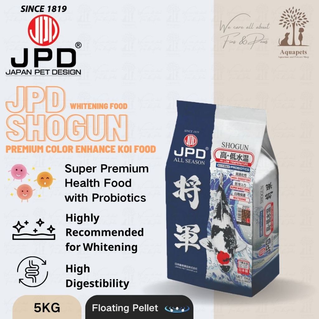 JPD Shogun อาหารปลาคราฟ Super Premium (M-4mm / L-7mm) -5kg (ลอยน้ํา) อาหารปลาคราฟพร้อมโปรไบโอติก Mak
