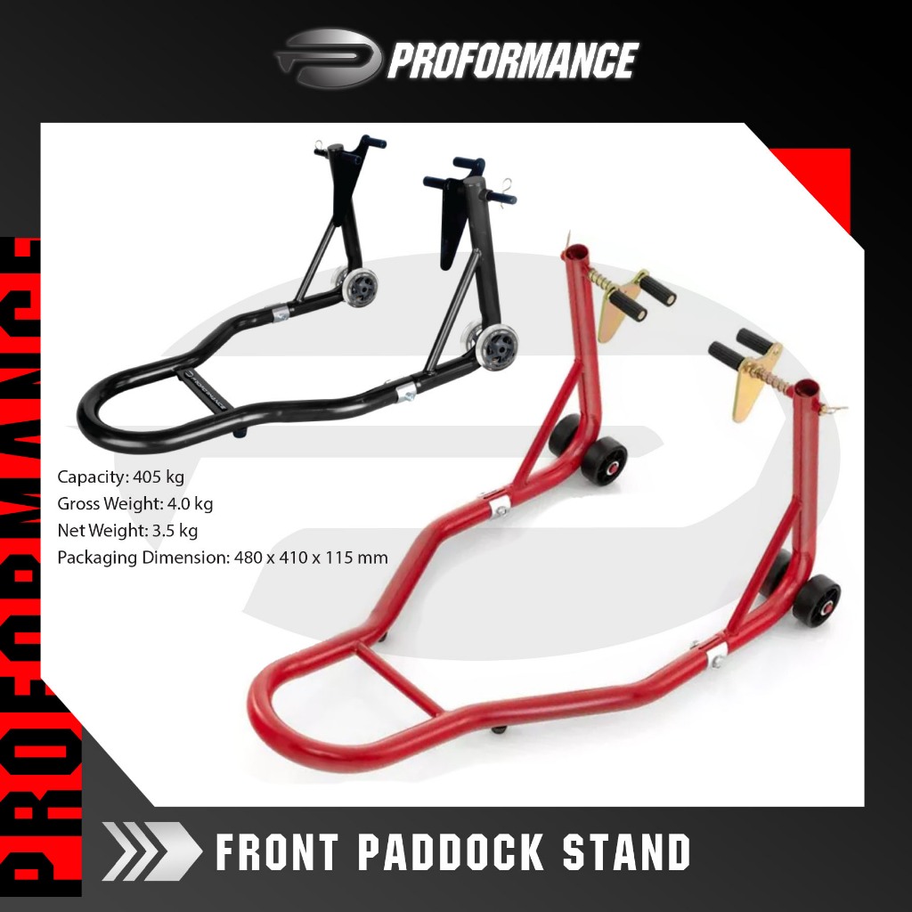 PROFORMANCE PSF01 ขาตั้งแพดด็อคหน้า Universal MOPED/SUPERBIKE สําหรับรถจักรยานยนต์โดย Bikerzone Offi