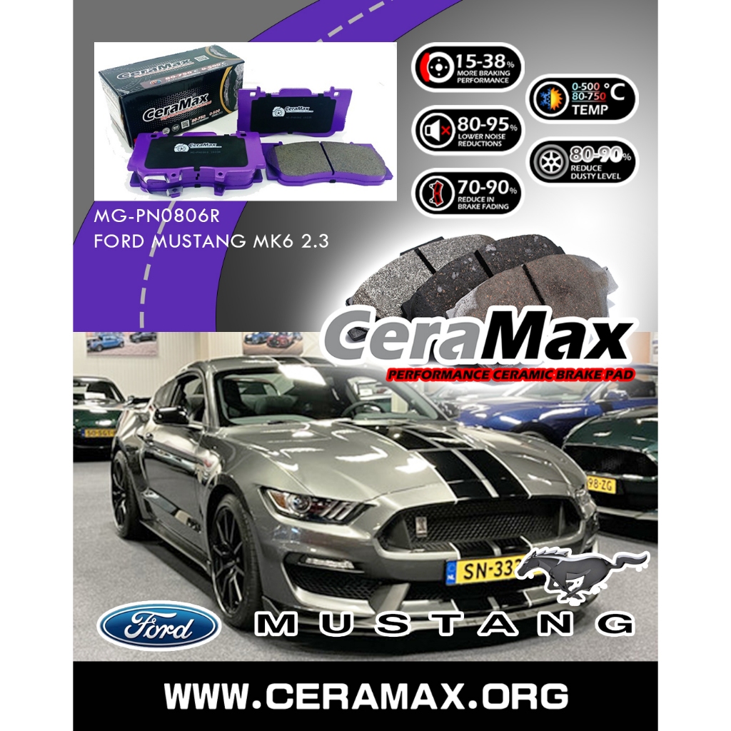 CERAMAX CARBON CERAMIC MG-PN0806R FORD MUSTANG 2.3 4.0 ECO BOOST N38H N48H ผ้าเบรคหน้า