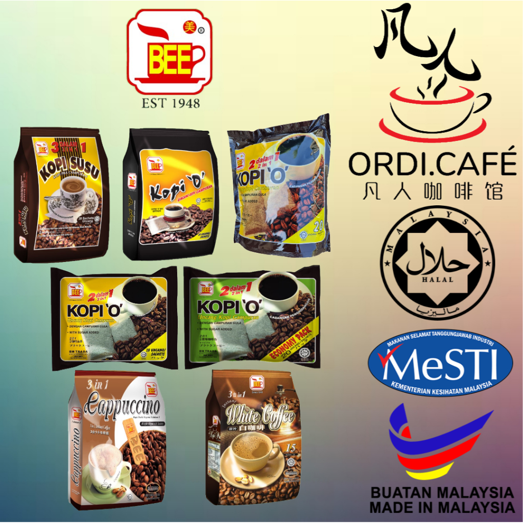 BEEE Penang Kopi O & White Coffee & Cappuccino ใหม่ Built Penang Kopi O & White Coffee กาแฟดําขาว