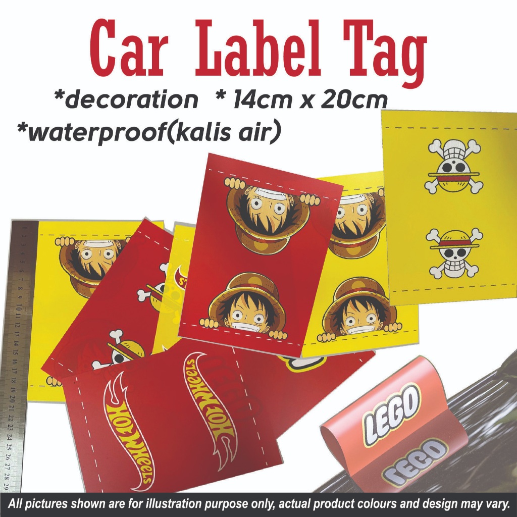 แท็กป้ายรถยนต์ PVC Card Tag ตกแต่งรถกันน้ํา Luffy One Piece Hotwheels Lego