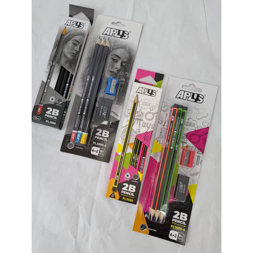 Stok Sedia Pensel 2B APLUS Color Fluorescent & Rekaan Hitam /APLUS 2B Pencil Fluorescent Colour & Bl