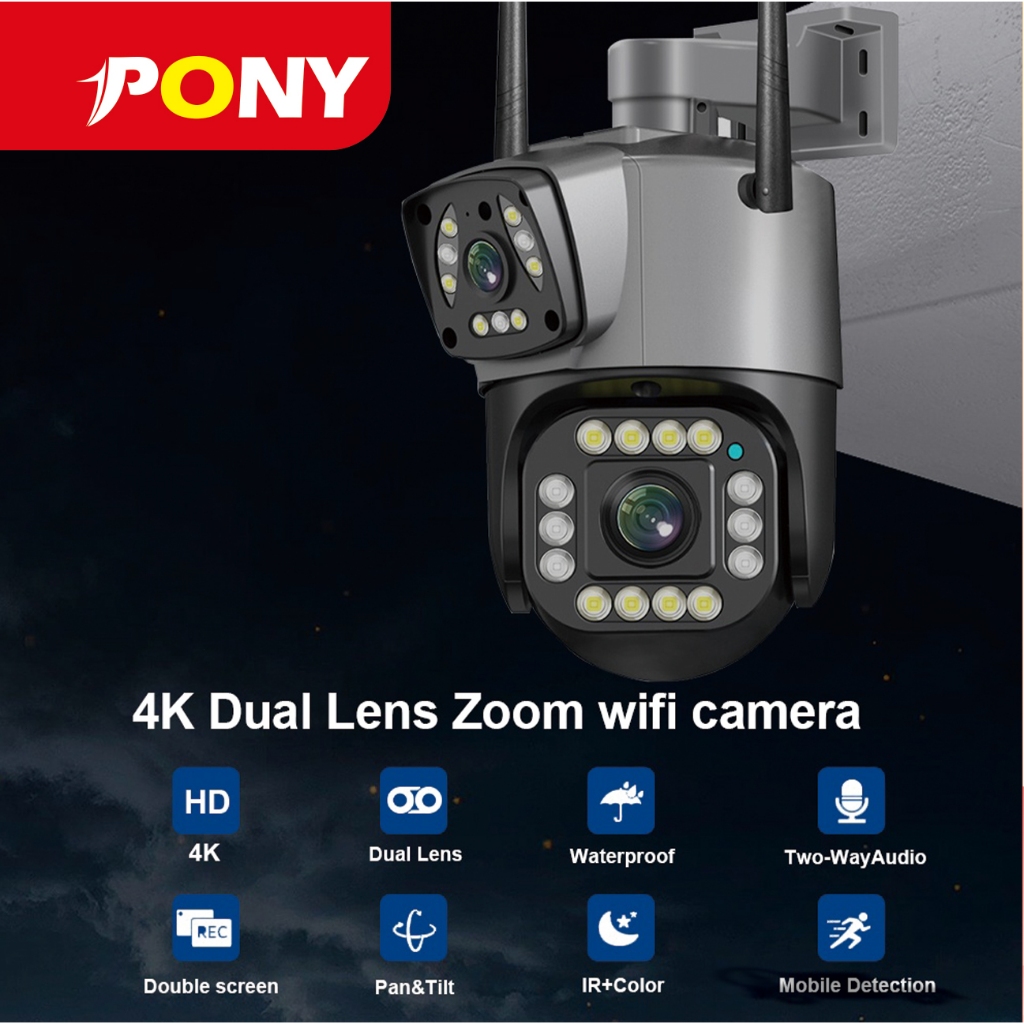 PONY V380 PRO กล้องวงจรปิด 4K 8MP PZT กล้องวงจรปิด 360 WiFi บ้านการเชื่อมต่อกล้องวงจรปิดไร้สายพร้อมโ