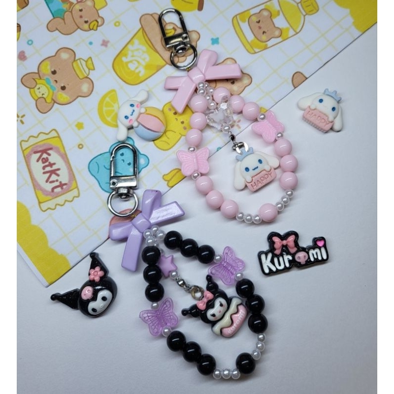KUROMI CINNAMOROLL KEYCHAIN BEADS สามารถชื่อที่กําหนดเองได้