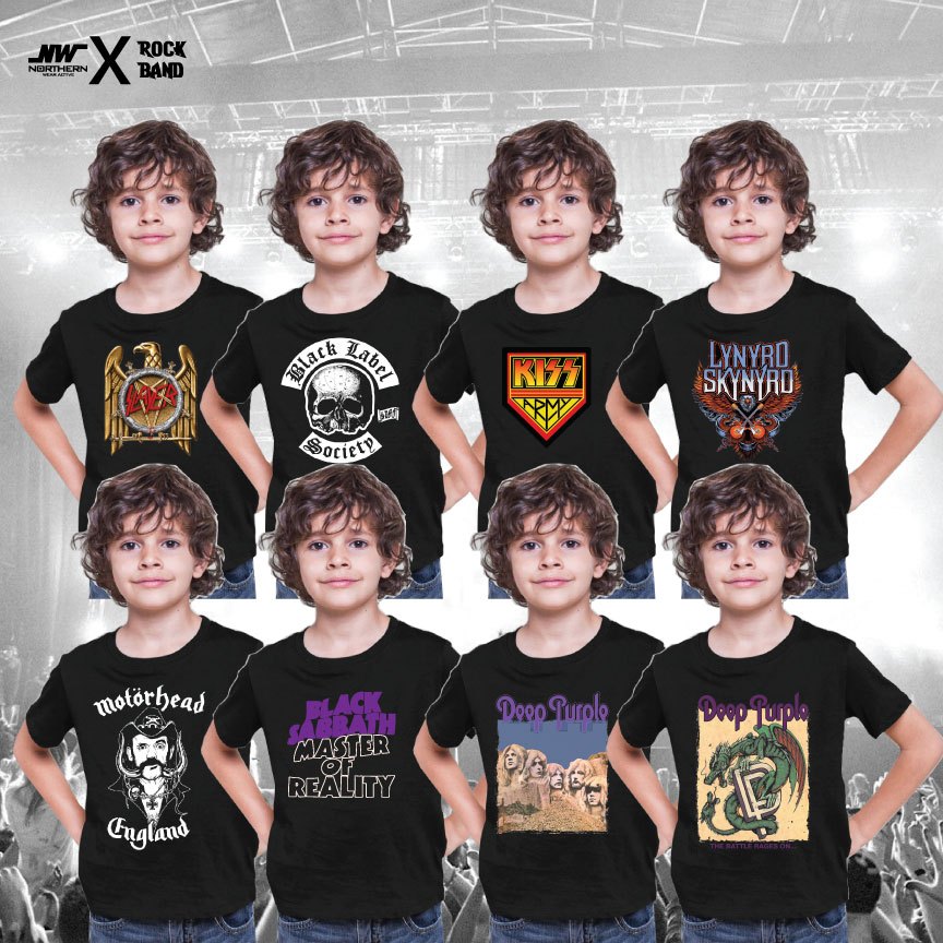 Baju Band Kanak ,เสื้อยืดวงเด็กคุณภาพพรีเมี่ยม/SLAYER, LYNYARD SKYNYRD, MOTORHEAD, BLACK SABBATH & D