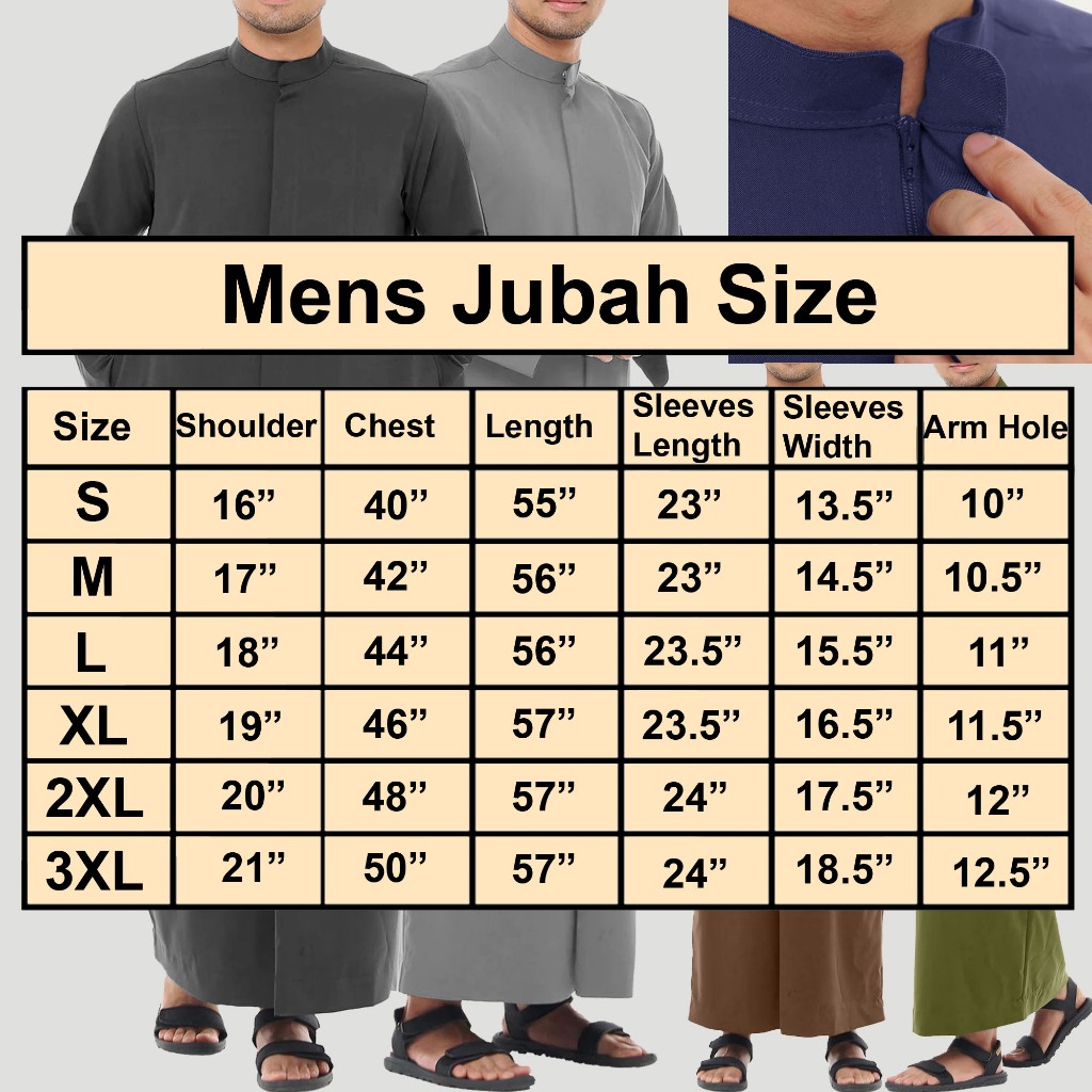 Robe สําหรับผู้ชายเสื้อผ้ามุสลิม Jubah Lelaki ยืนปกสไตล์ / Jubah Lengan Panjang / มาใหม่ล่าสุด Jubah
