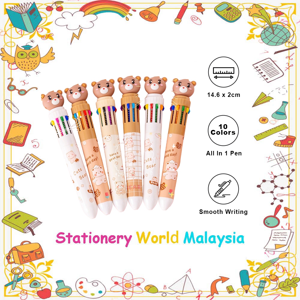 SWM NE-10 ปากกาลูกลื่นหมีน่ารักเขียนลื่นปากกาลูกลื่นหลายสีโรงเรียนเครื่องเขียนสํานักงาน可爱小钢笔 [ปากกาต