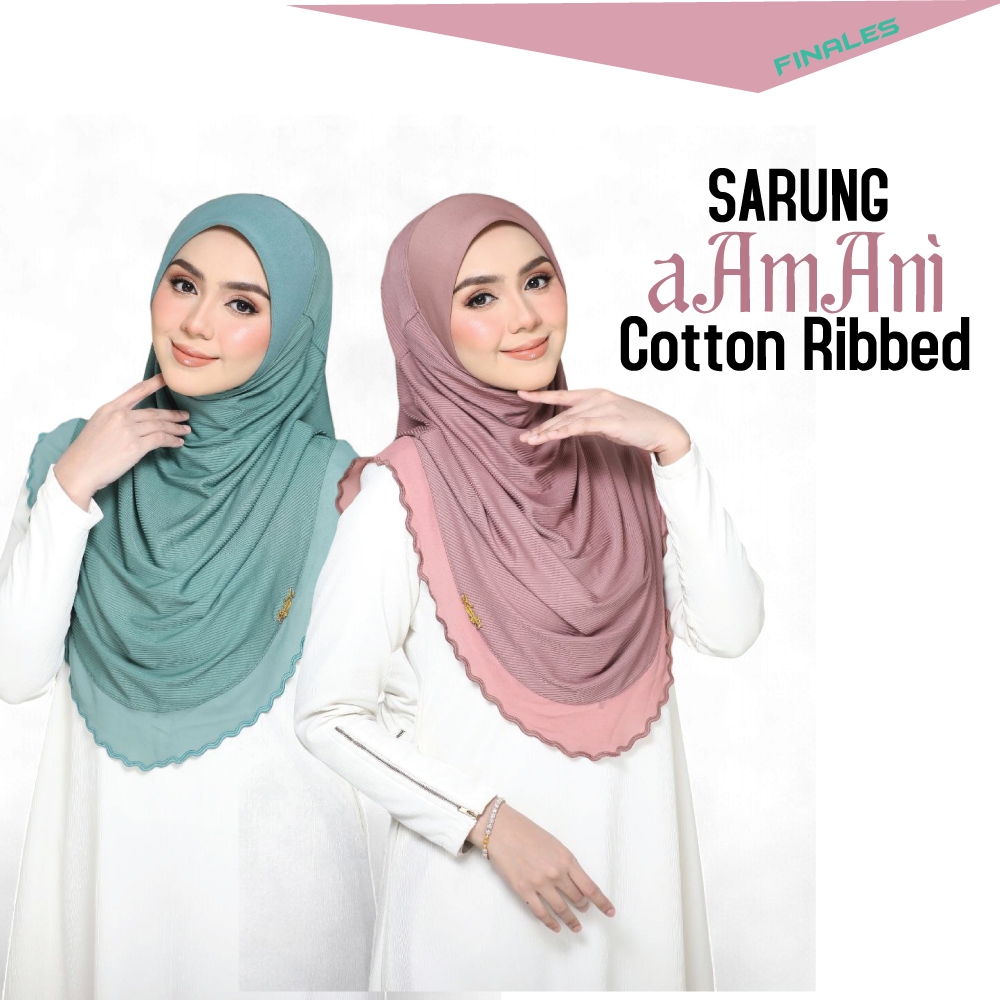 FINALES Tudung Sarung AAMANI ผ้าฝ้าย Ribbed Awing Scuba Piping ชีฟองฟรีขนาดผ้าคลุมไหล่ทันที AAMANI