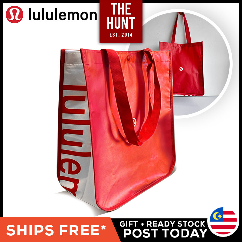 Lululemon กระเป๋านักช้อปแบบใช้ซ้ําได้ผู้หญิงกระเป๋าถือ Tote กระเป๋าสะพายกระเป๋าเดินทาง Hadiah Beg