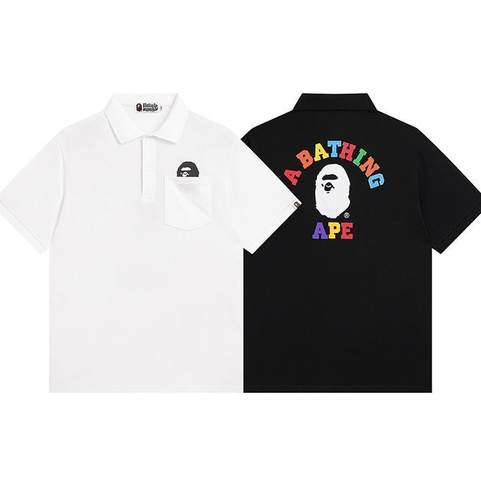 A bathing ape POLO Shirt BAPE Chest Pocket Lapel Cotton Short Sleeve Casual Business Men POLO Shirt