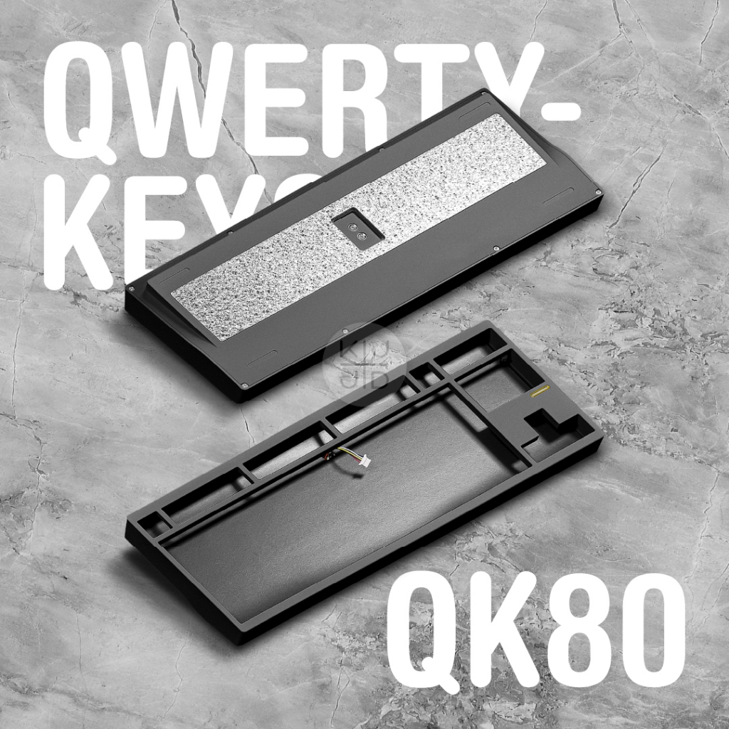 [CLEARANCE] Qwertykeys QK80 | Wired Anodized Black Alu Case Silver Ice Crystal Weight TKL
