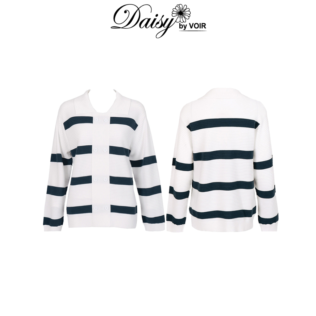 Daisy BY VOIR เสื้อถักคอปกลายทางพื้นผิว VDD0200012-เอ01212406