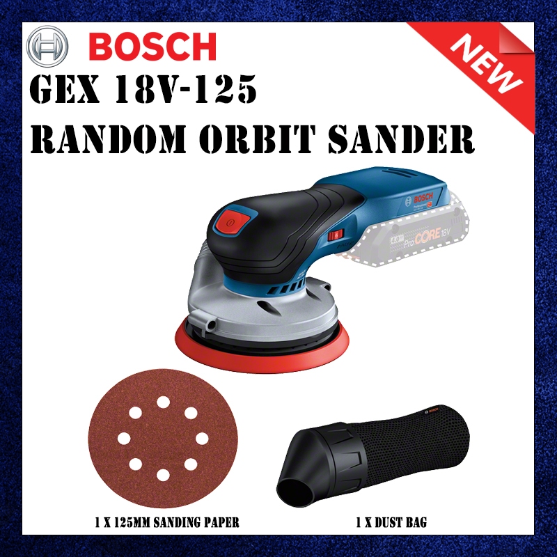 BOSCH GEX 18V-125 CORDLESS RANDOM ORBIT SANDER (SOLO)