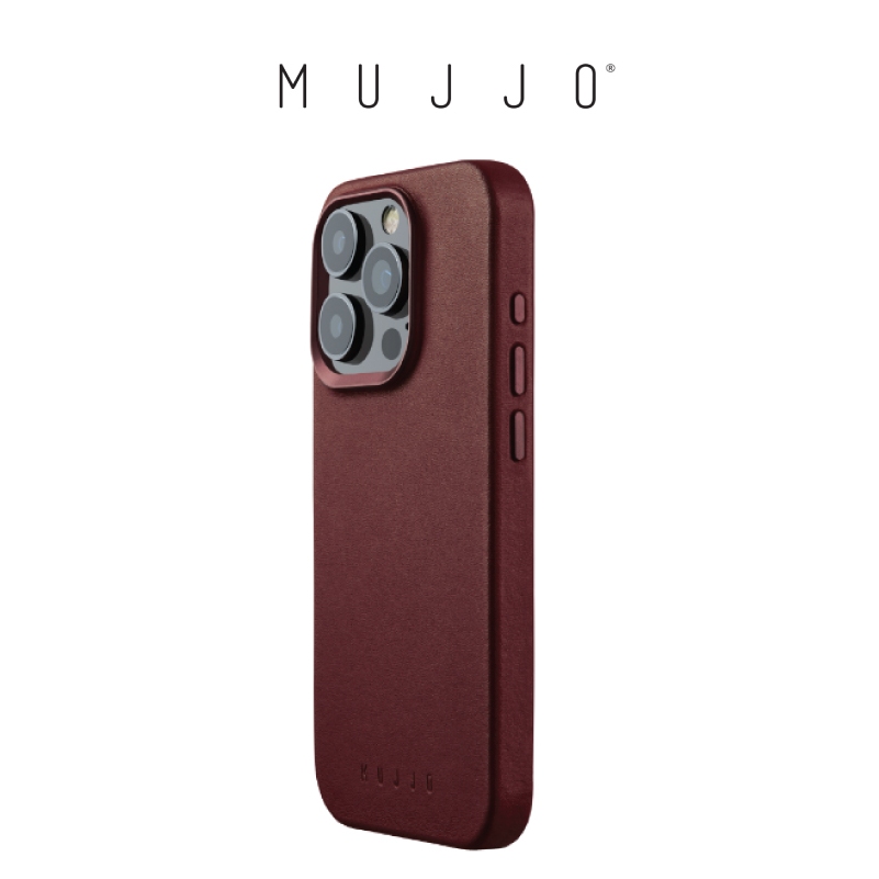 Mujjo Full Leather Phone Case Cover Casing iPhone 15 / 15 Plus / 15 Pro / 15 Pro Max - Burgundy