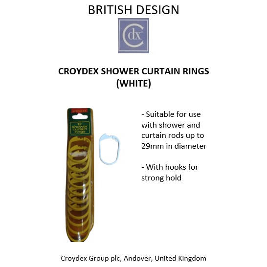 CROYDEX SHOWER CURTAIN RINGS (สีขาว) - สินค้าในสหราชอาณาจักร
