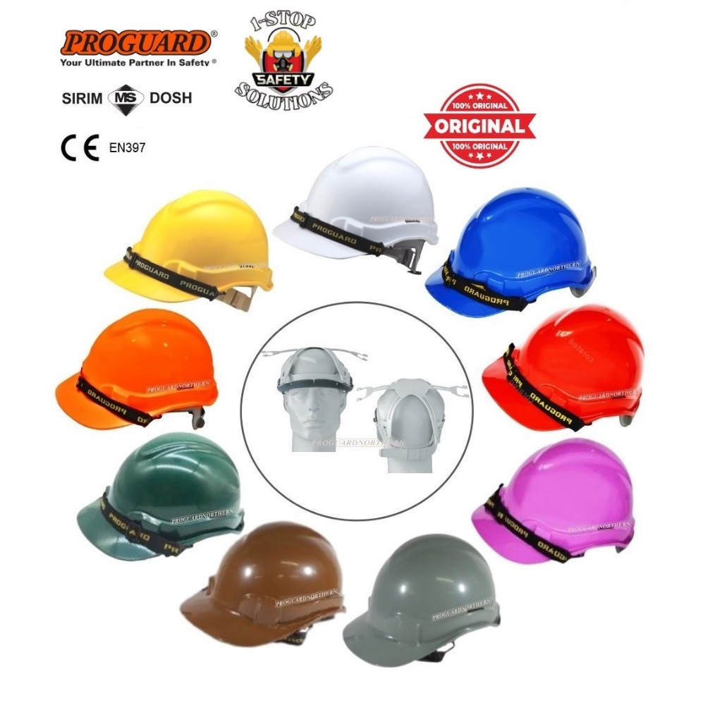 Proguard ADVANTAGE I Slide Lock หมวกนิรภัยหมวกแข็ง Topi สีเหลืองสีขาวสีฟ้าสีแดงสีม่วงสีเทาสีเขียวสีน้ําตาล SIRIM DOSH