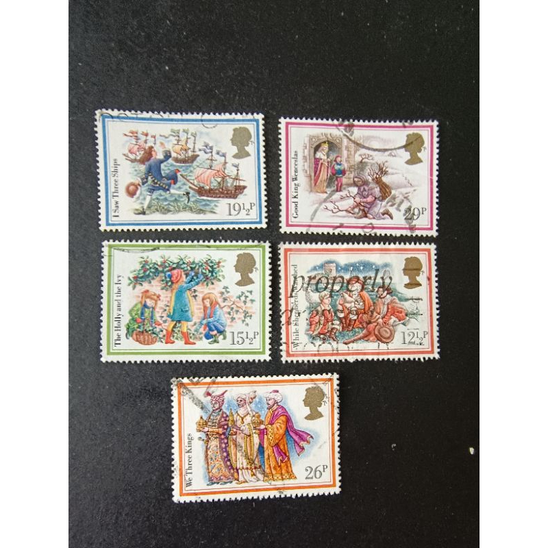 UK47 Great Britain 1982 แสตมป์คริสต์มาส ครบชุด 5v ใช้