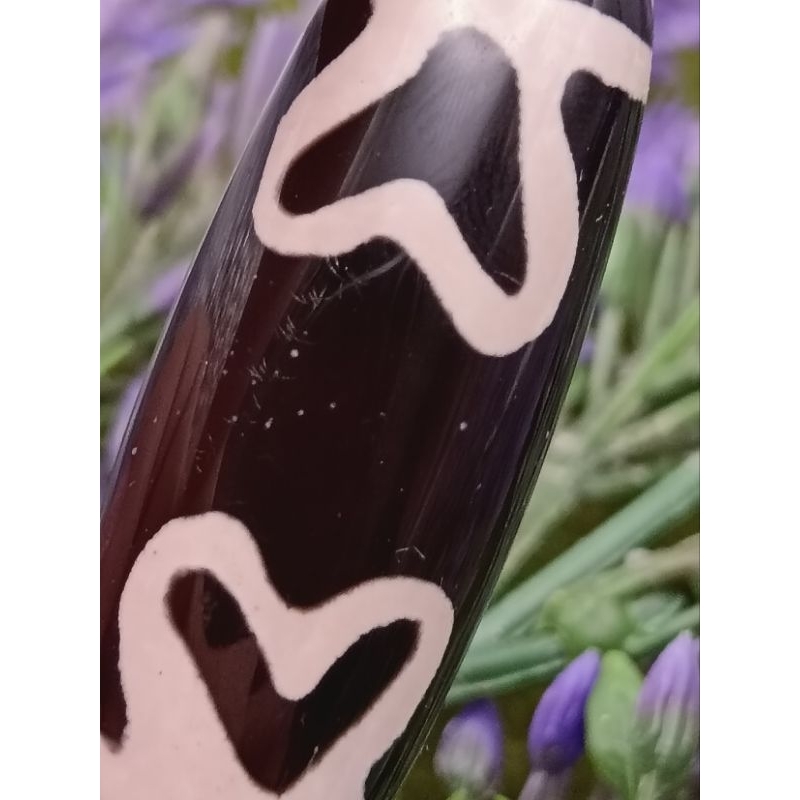 39.5 มม.X 14.4 มม.Chalcedony พิเศษรูปแบบ Double Lotus Dzi ลูกปัด Double Lotus Dzi น้ํา Lotus Dzi CW4