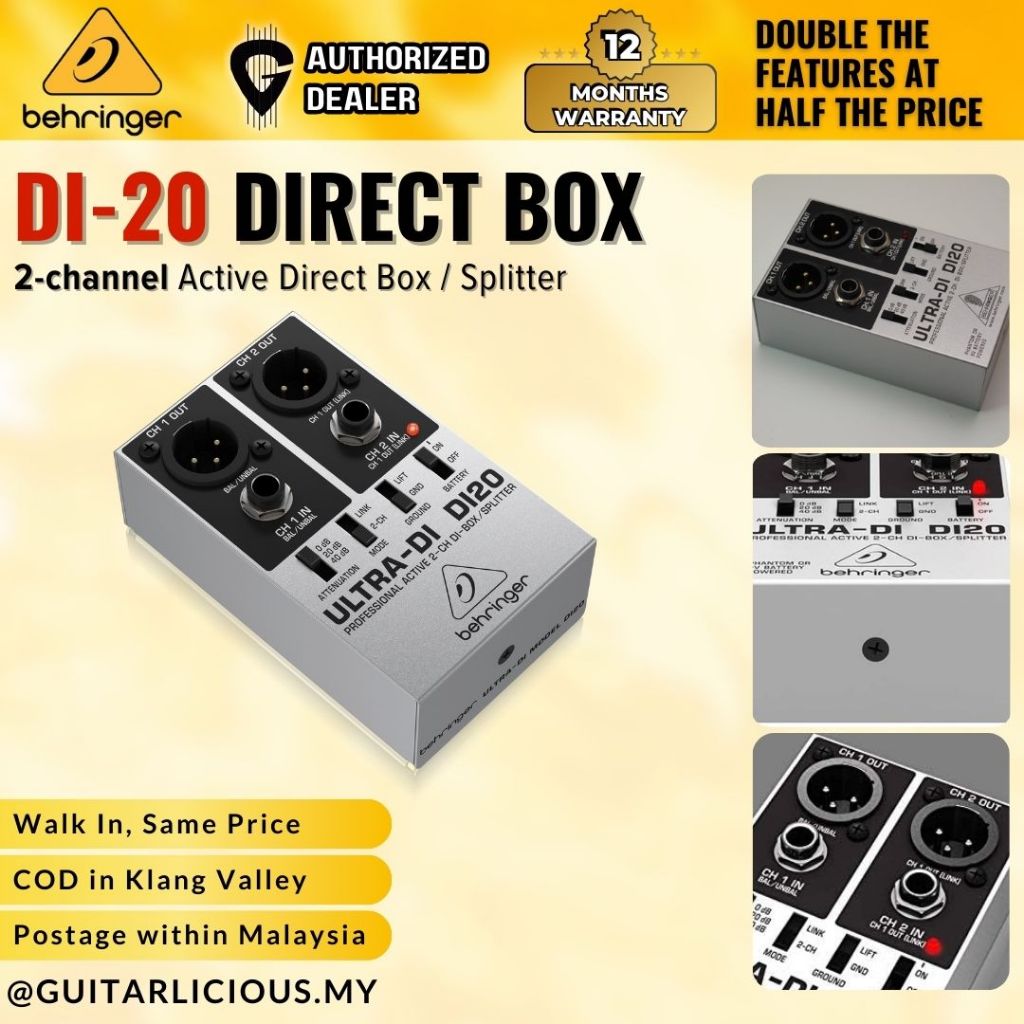 Behringer Ultra-DI DI20 2 ช่อง Active Direct Box / Splitter ( DI-20 / DI20 )