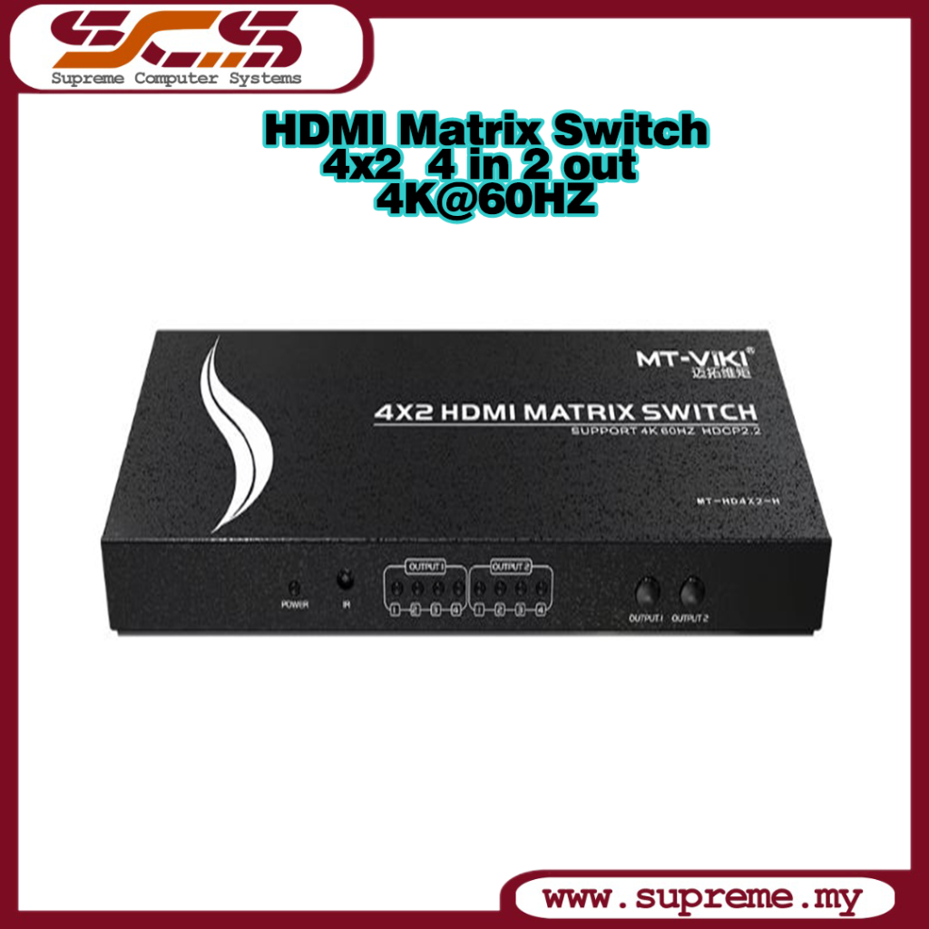 4x2 HDMI Matrix Switch 4K 60Hz 4X2 Switch 4 in 2 out พร้อมเสียง L/R