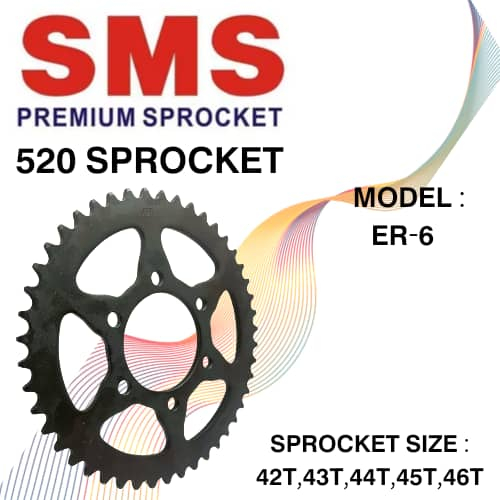 SMS SPROCKET ER6 ER 6 PREMIUM ( ด้านหลัง) SPROCKET เหล็กดํา YTZ5S YTZ6V