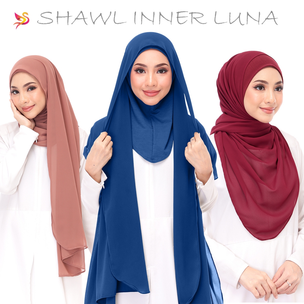 SHAWL LUNA CHIFFON INNER COTTON ATTACHED | SHAWL INNER LUNA CHIFFON INCLUDED INNER COTTON