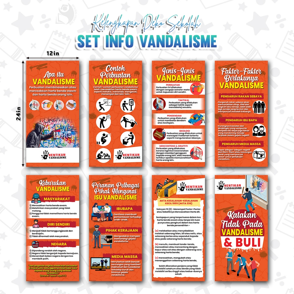 1 วัน SHIP SET INFO VANDALISM (8in1) / INFO KAUNSELING / SCHOOL KORIDOR WALL DECORATION