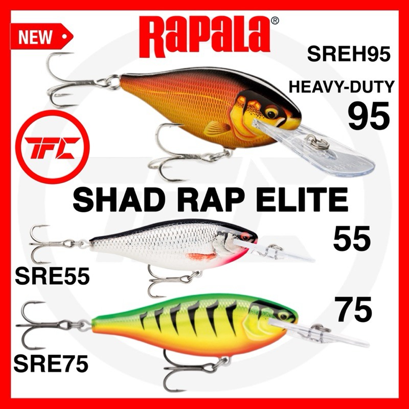 RAPALA Shad Rap Elite 55 75 95 SRE55 SRE75 SREH95 Heavy-Duty Lure เหยื่อ Crankbait 5.5 ซม.7.5 ซม.9.5