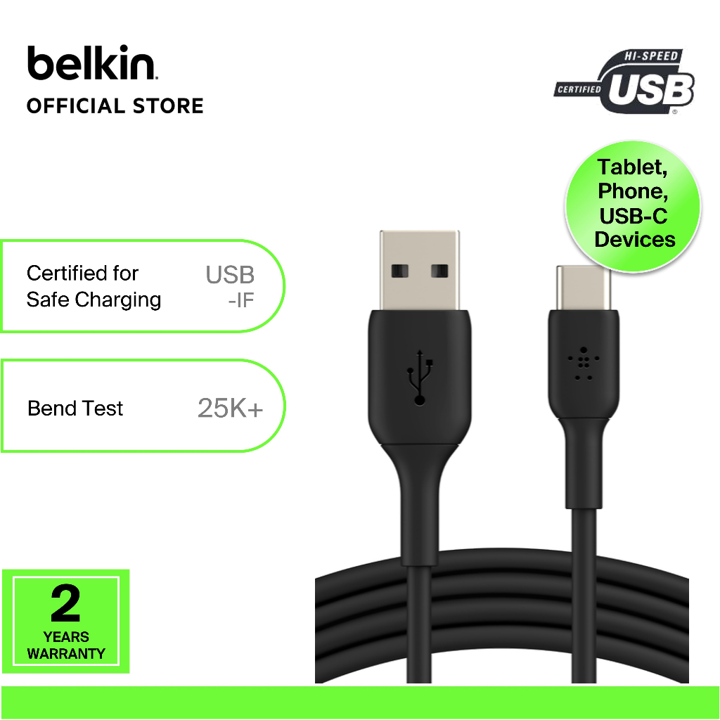 SAMSUNG Belkin CAB001bt BoostCharge USB-C to USB-A Cable 1M (ซัมซุง z, แท็บเล็ต, ipad)