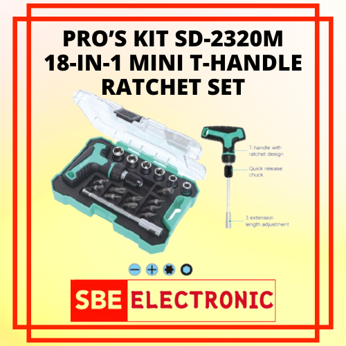 PROS KIT SD-2320M 18 in 1 Mini T-Handle Ratchet Set