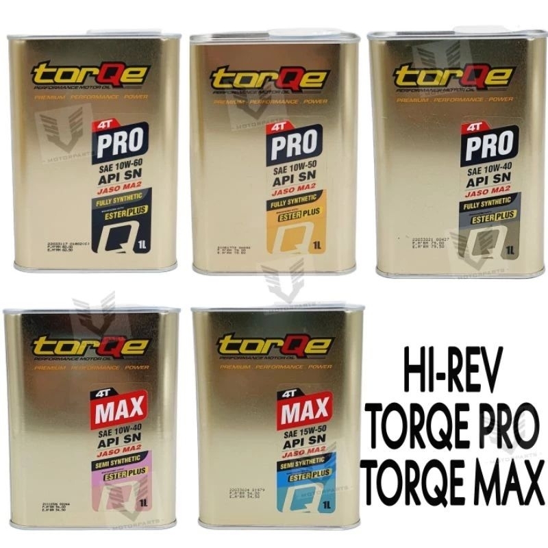 HI REV ENGINE OIL TORQE PRO/TORQE MAX MOTOR 4T FULLY/SEMI 1L MINYAK HITAM 10W60/10W50 15W50 Y15ZR / 