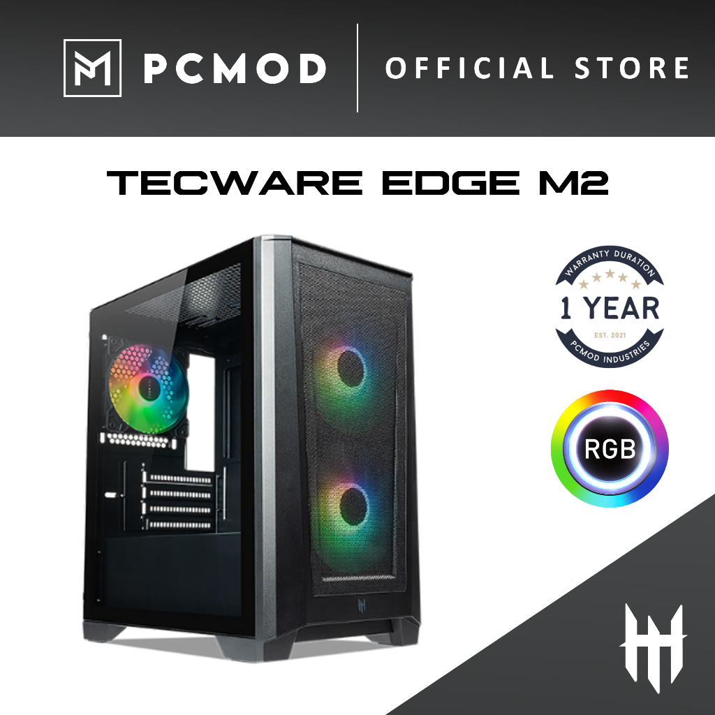 Tecware EDGE M2 ARGB เคส PCMOD การไหลเวียนของอากาศสูง ขนาดกะทัดรัด mATX