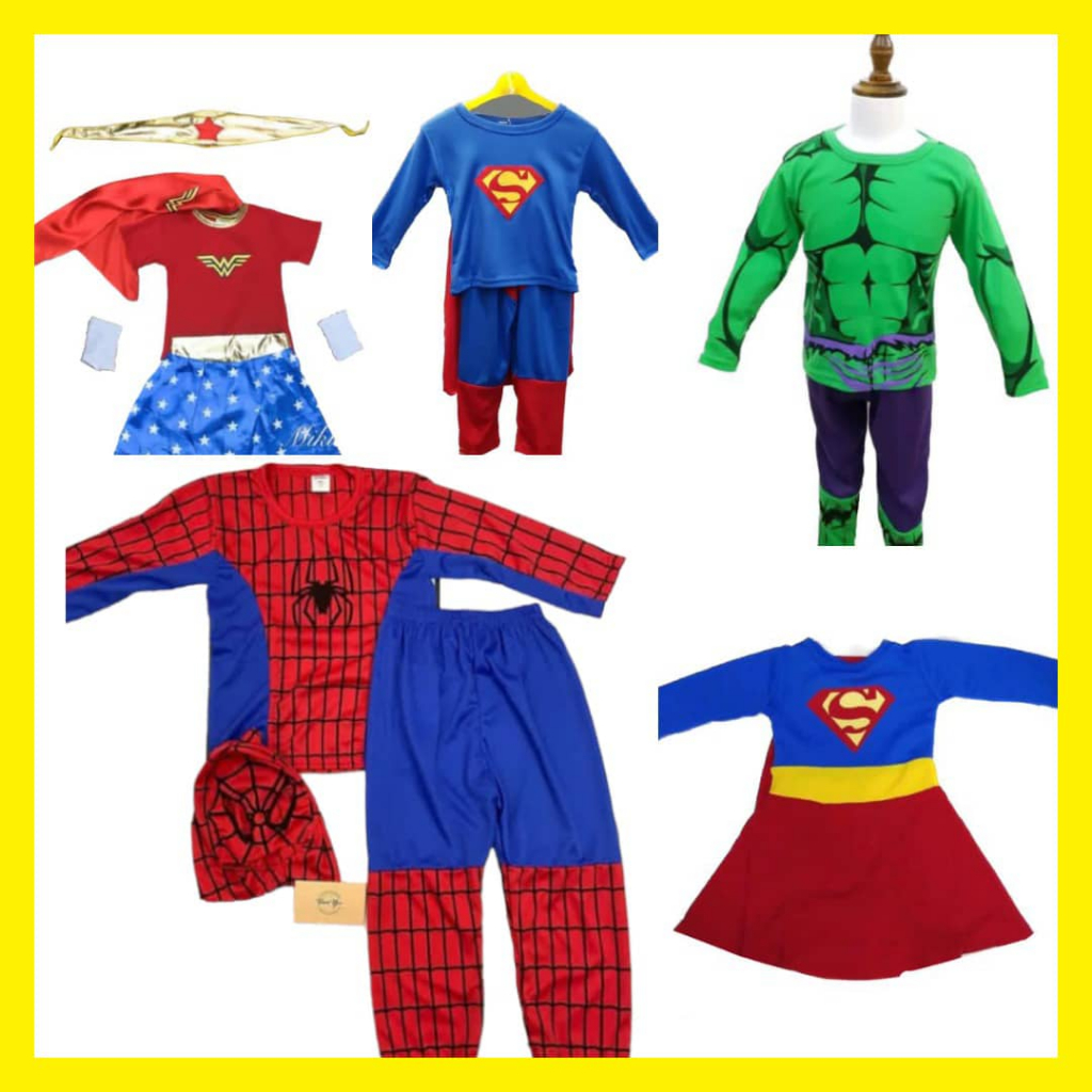 PAH The Avengers Superhero SpiderMan Hulk Wonder ผู้หญิง Superman Supergirl เครื่องแต่งกายคอสเพลย์สํ