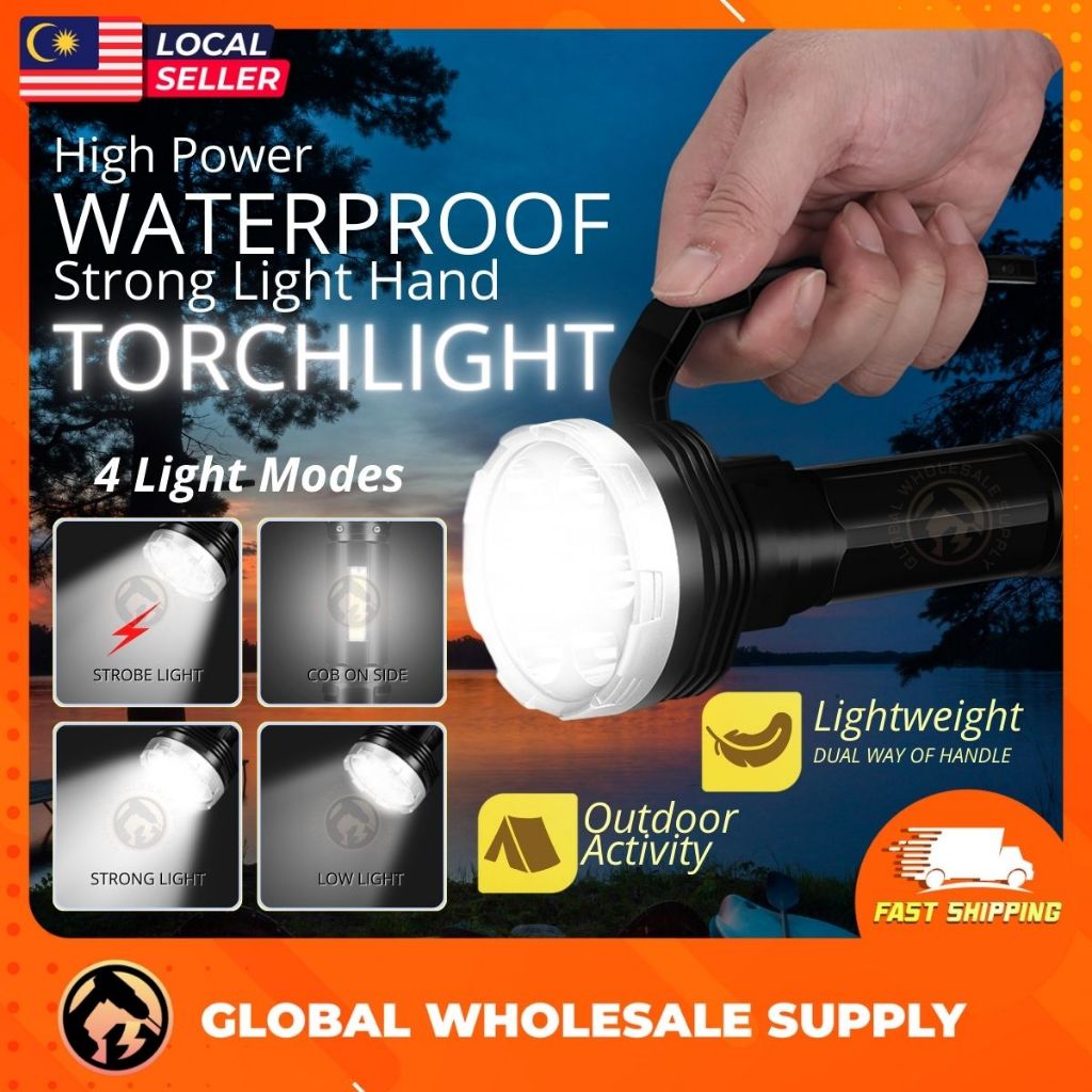 TACTICAL Strong ไฟฉายไฟฉาย 4 โหมดกันน้ํา XPE LED USB แบตเตอรี่ไฟฉาย COB Lampu JF-L818