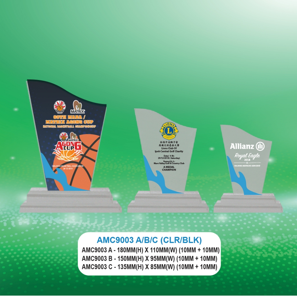 (AMC9003 A/B/C) 5 DAYS DELIVER ; โลโก้ & WORDING ฟรี - อะคริลิค Make Up Trophy - BACK TO SCHOOL TROP