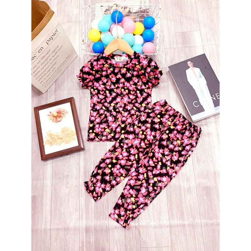 [1-6y] Short SLEEVE LONG PANTS SET PYJAMA GIRL KIDS SET JALAN