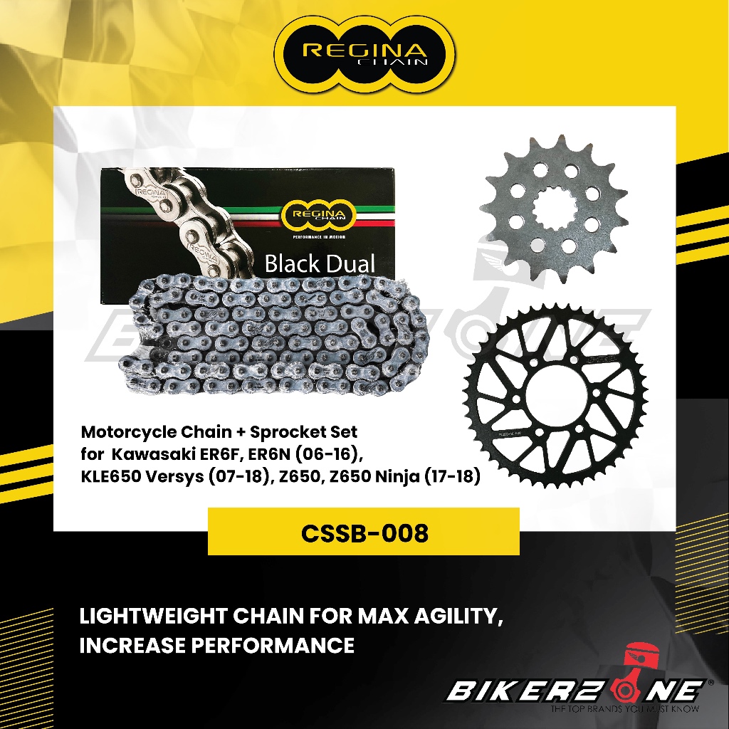 KAWASAKI REGINA โซ่ 15t/46t/114 S-TEEL Sprocket ชุดสําหรับคาวาซากิ ER6F, ER6N, KLE650 VERSYS , Z650 