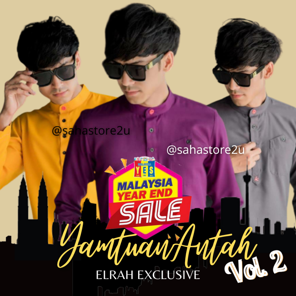 Kurta Yamtuan Antah Vol 2 โดย Elrah Exclusive BAJU RAYA มรกตนู้ด สีเหลือง สีเทา สีน้ําตาลอมม่วง พีช รอยัล S M L XL XXL
