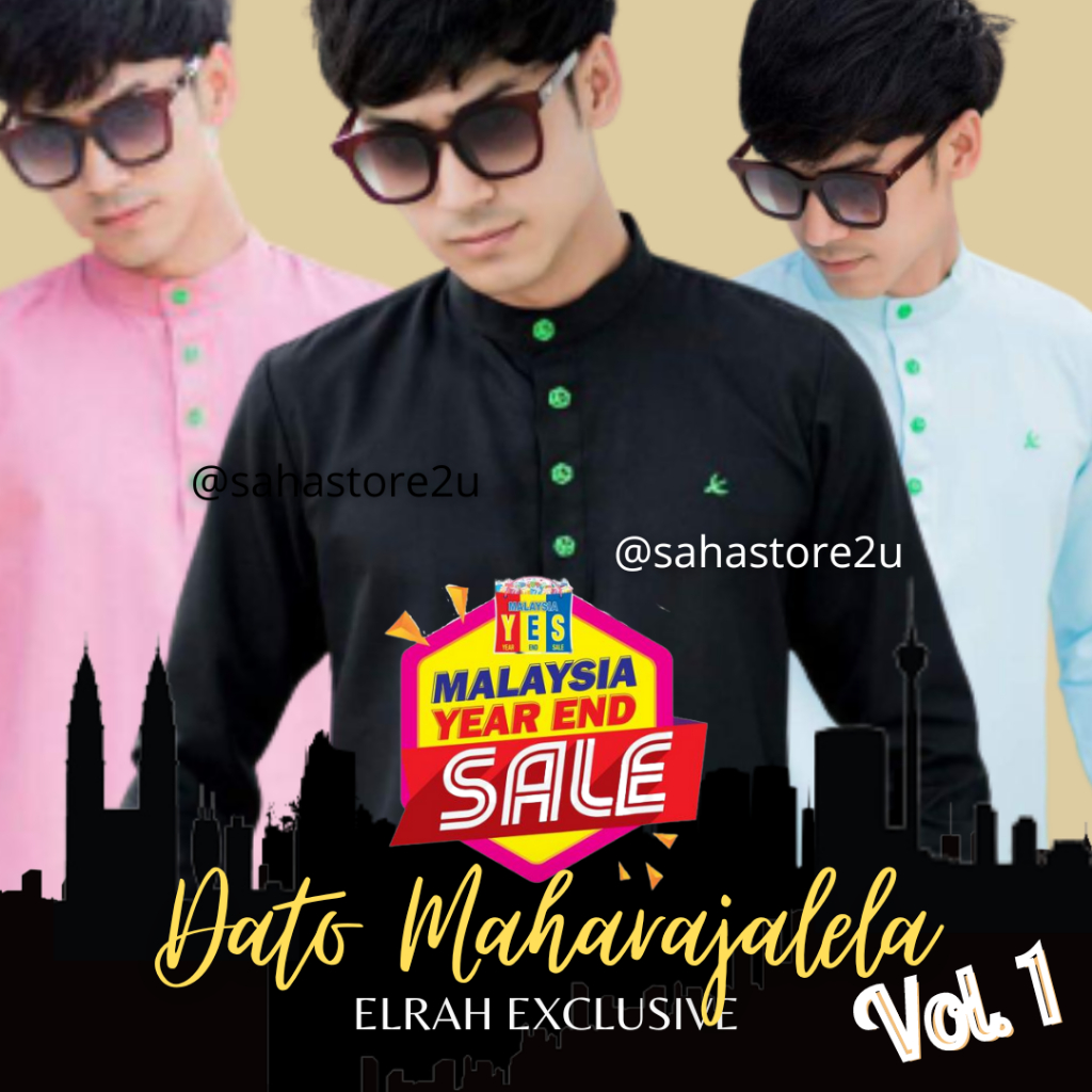 Kurta Dato Maharajalela Vol1 Elrah Exclusive BAJU RAYA BAJU MELAYU สีดํา สีน้ําตาล สีเทา สีนู้ด สีกรมท่า สีฟ้าอ่อน เทอร์ควอยซ์ กันฝุ่น