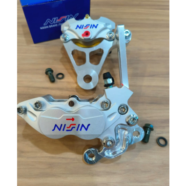 Nissin Caliper Pump Y15zr Y15 ชุดด้านหน้าและด้านหลัง P4 Nissin Caliper 4Pot 2Pot ชุดวงเล็บ Y15zr