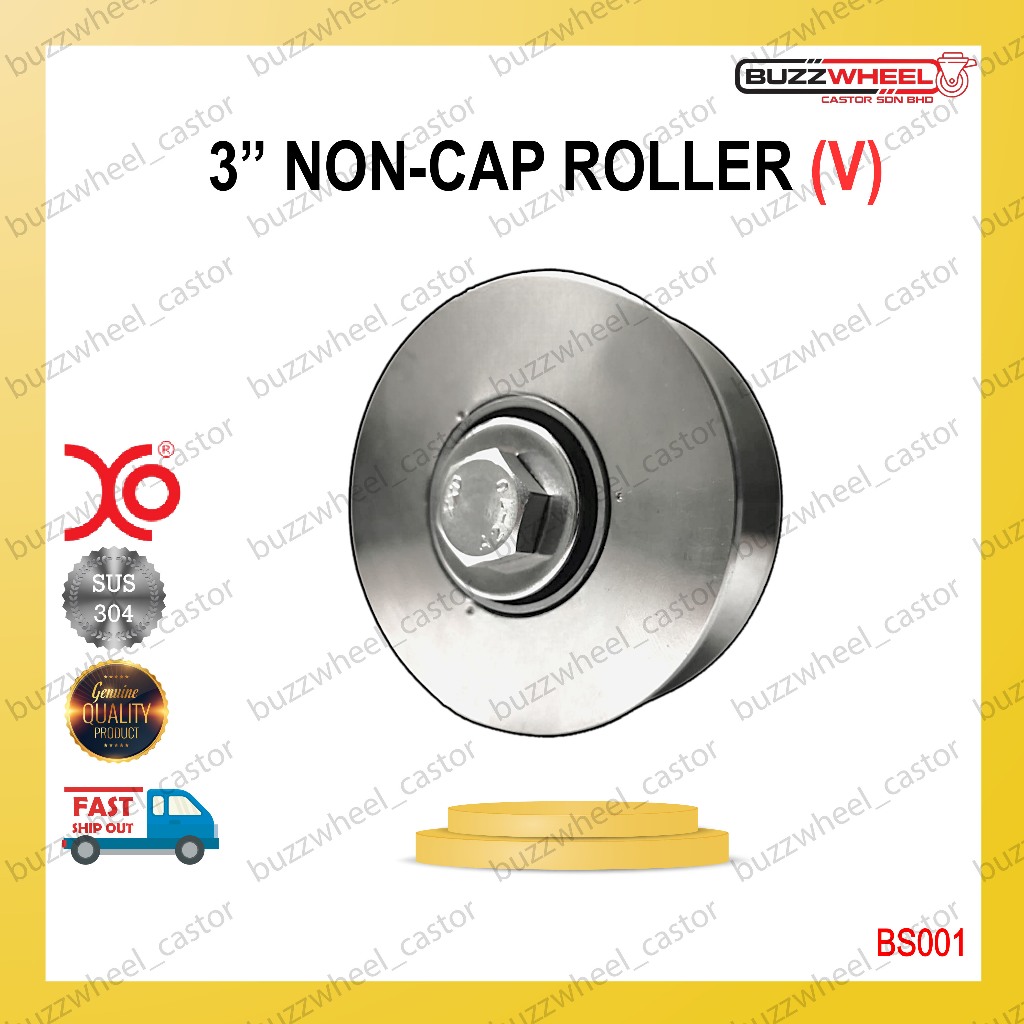 3 BS001 (23MM V)(75MM X 23MM)304 STAINLESS STEEL NON-CAP SLIDING GATE WHEEL ROLLER/RODA PAGAR BESI