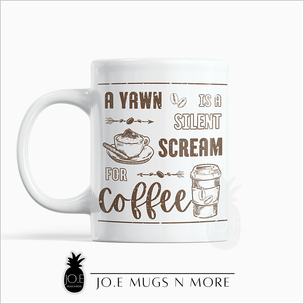 M152 JO.E CUSTOM NAME YAWN SILENT SCREAM สําหรับถ้วยกาแฟแก้วบุคลิกภาพ วาน. ฮาดีอาห์. นามะ