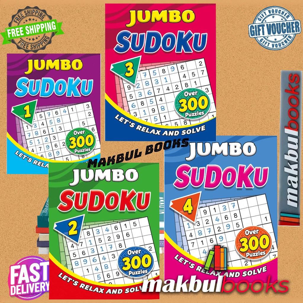 MIND TO MIND: JUMBO SUDOKU ~ LETS RELAX และ SOLVE - หนังสือ PUZZLES OVER 300 PUZZLES 1 ถึง 4