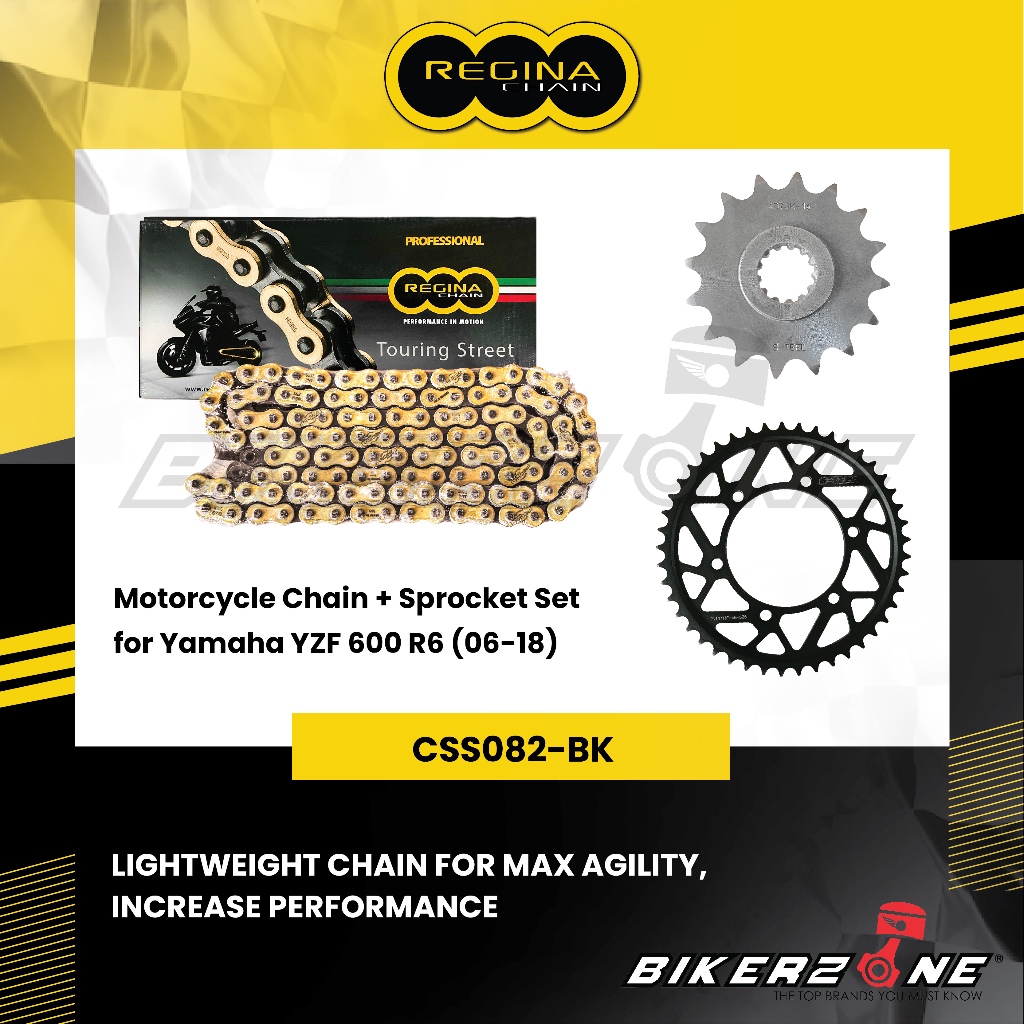 REGINA Chain 525ZRT-114 + ชุดเฟือง S-TEEL สําหรับ Yamaha YZF 600 R6 โดย Bikerzone Official Store