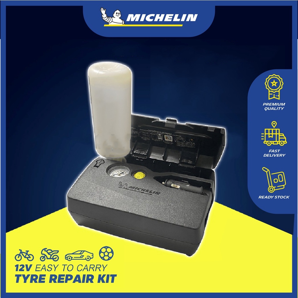 Michelin Tyre Inflator Repait Kit พร้อม Sealant A ต้องสําหรับรถยนต์โดยไม่ต้องอะไหล่ยาง Tyre