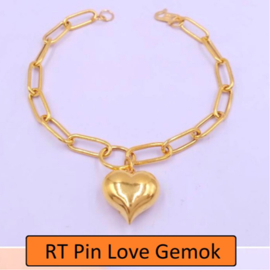Hand Chain Pin Hollow Love Gemok Love &amp; Key Gold 916 Gold 916 Gold 916 BAJET สร ้ อยข ้ อมือ 916 สร ้ อยข ้ อมือ