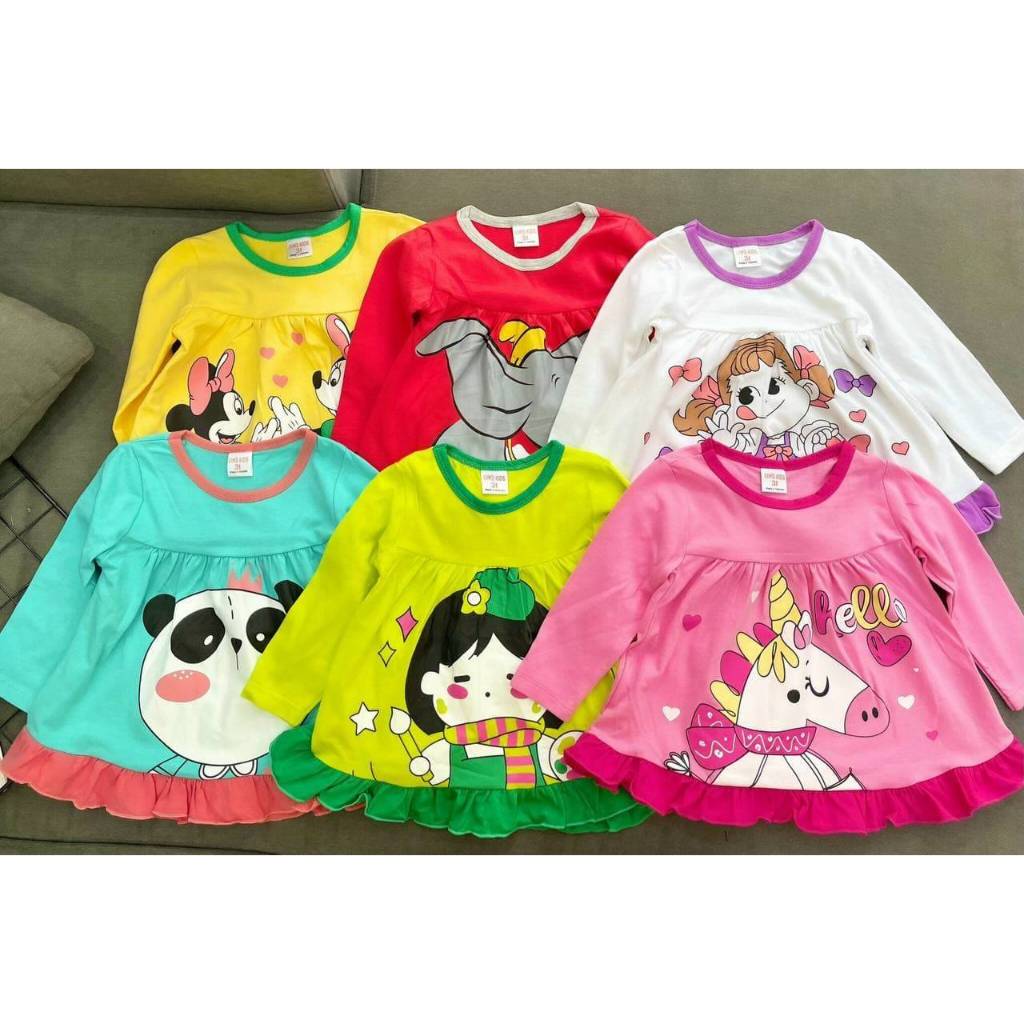1-5Y pijamas ชุดนอนตุ๊กตาชุดผ้าฝ้ายแขนยาวยาวกางเกงเด็กผู้หญิงเด็ก baju tidur bayang GYM7
